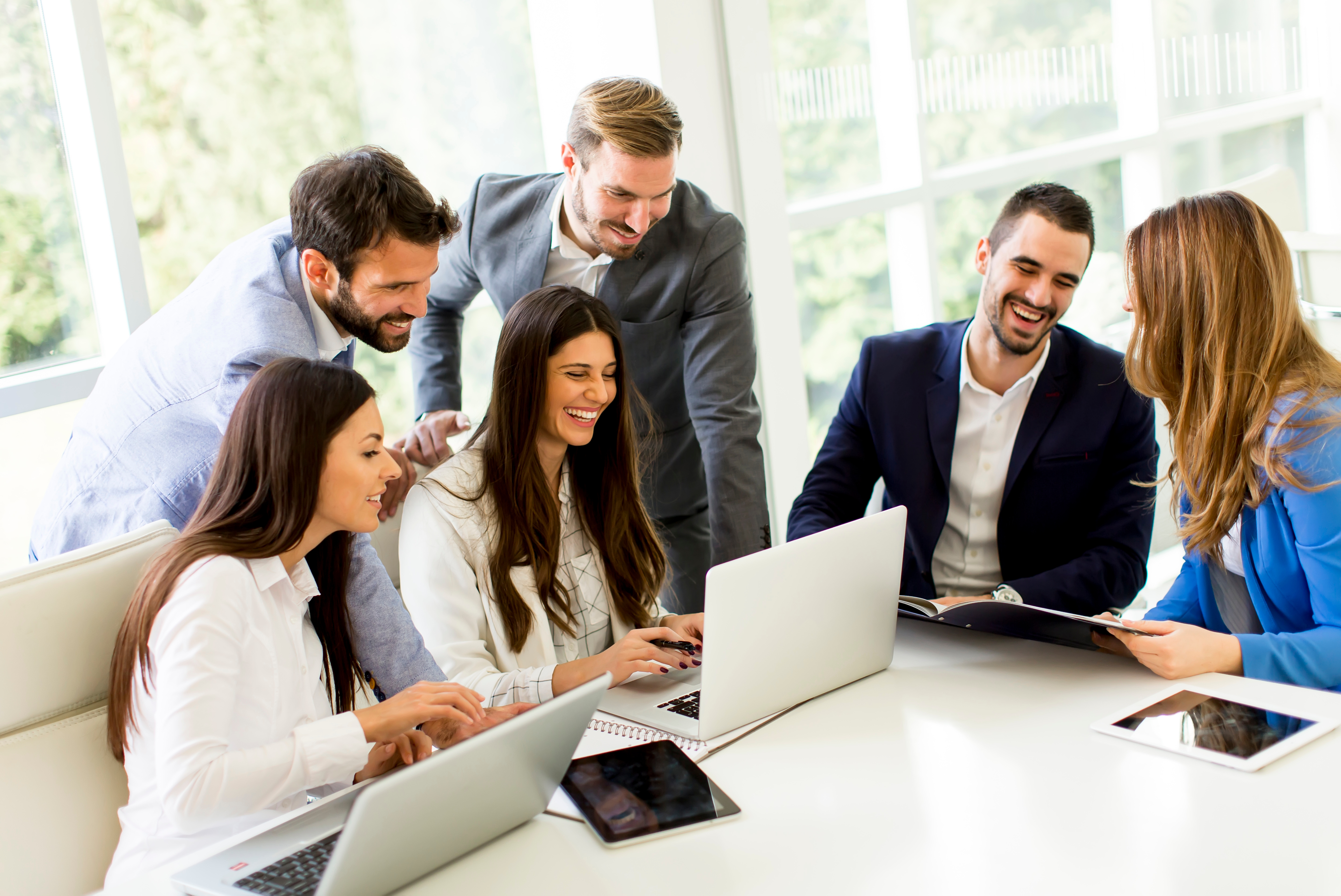 Six people in a meeting