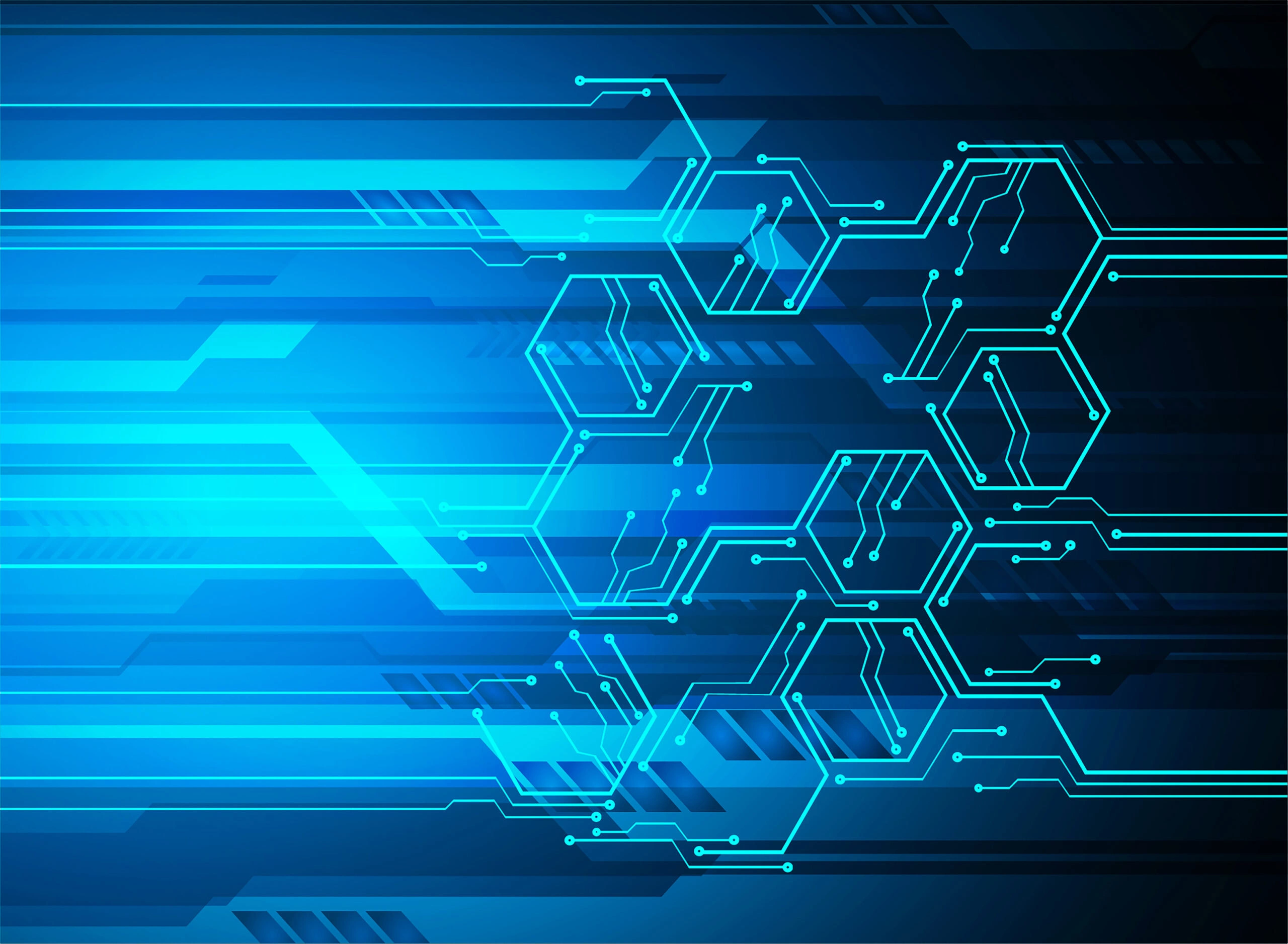 Blue cyber circuit future technology concept background